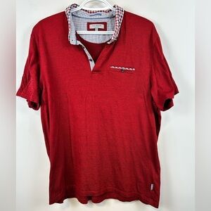Ted Baker Red Plaid Cotton Polo Shirt Men's Medium